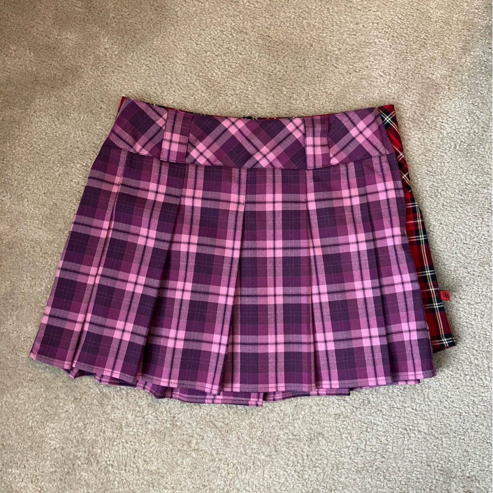 Purple & Pink Plaid Pleated Schoolgirl Skirt - Picture 12 of 12